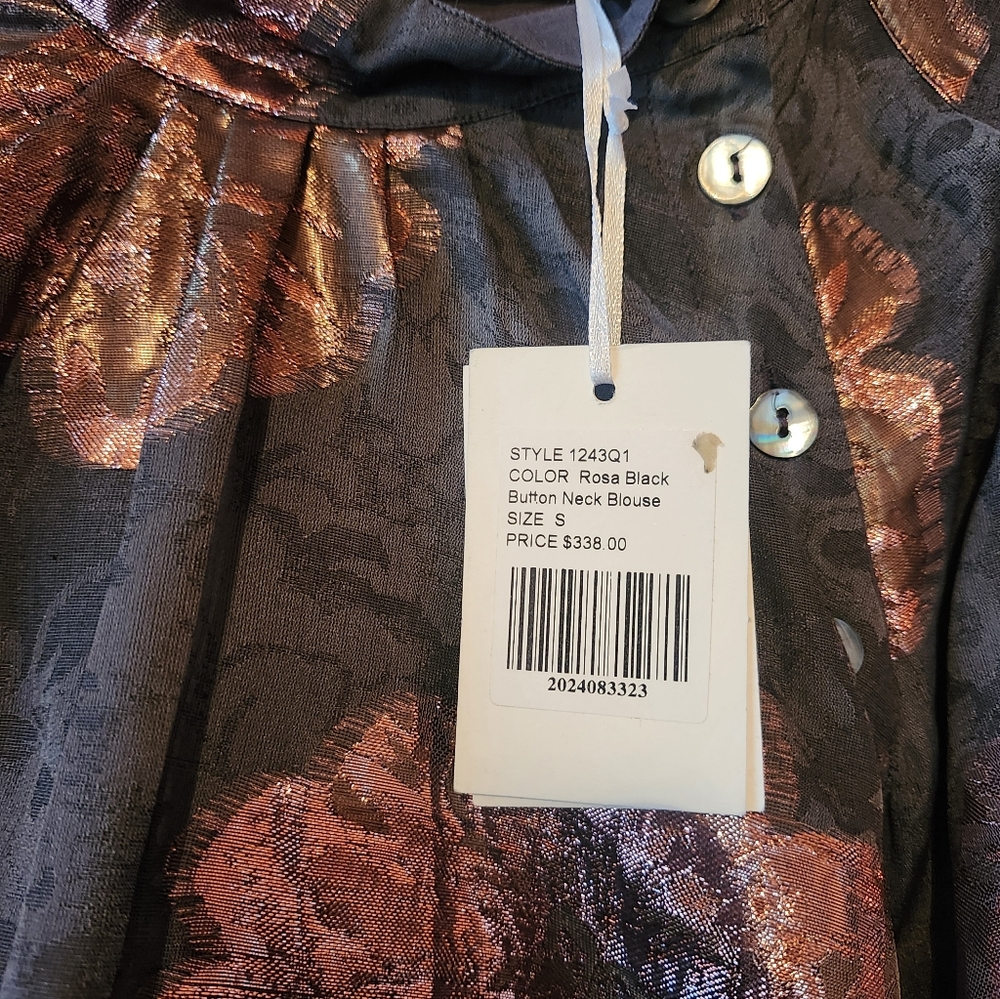 OLIPHANT NWT Rosa Black Button Neck Top SZ S - Picture 7 of 11